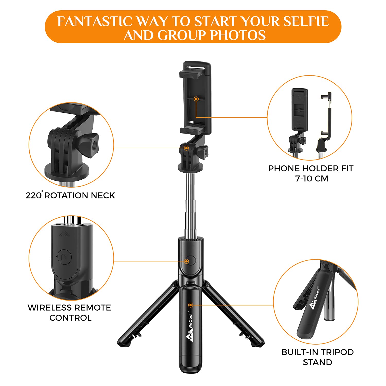 VSHOP® Selfie Stick Perche pour Apple iPhone, Samsung Galaxy  S7/S6/S5/S4/S3/Note 5/4/3/2 (Bleu, Selfie Stick avec Bluetooth)